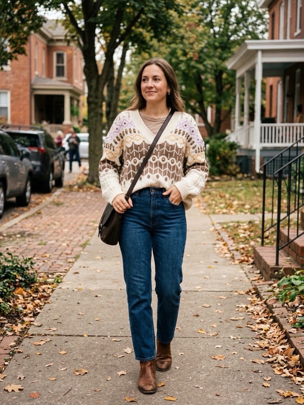 Pol x Anthropologie V Neck Studded Geometric Oversized Knit Sweater Large